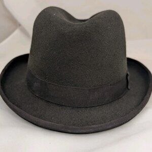 Worth & Worth X John Varvatos Gray Homburg Felt Hat Made in US VTG Sz 59 (7 3/8)